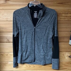 Danskin Women's Gray Zip-Up Semi Fitted Athletic Jacket Long Sleeve Size L